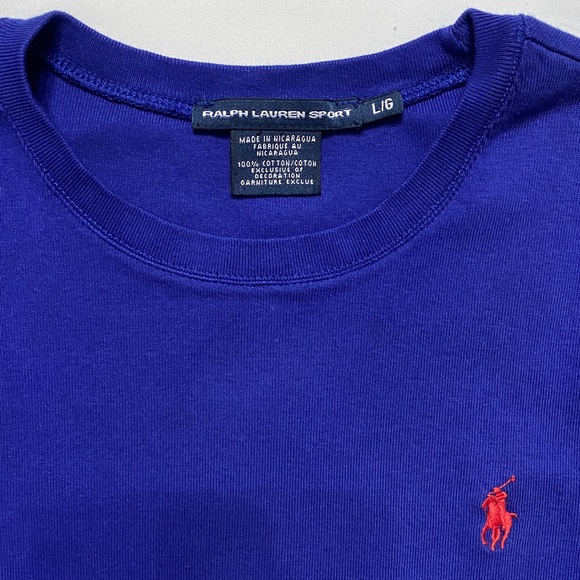 Ralph Lauren Sport Royal Blue Long Sleeve Tee w/ Red Polo Pony - Picture 7 of 10